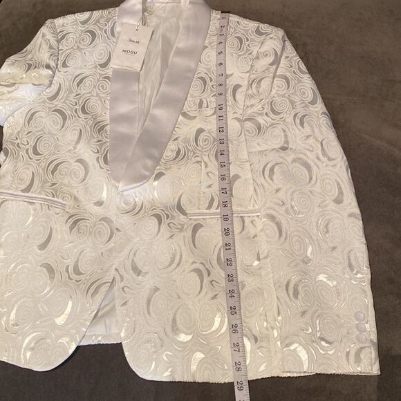 Men’s Tuxedo Rose Floral Jacquard 2 Piece Slim Fit Size 38 Jacket 34 Pants NWT - Picture 8 of 13